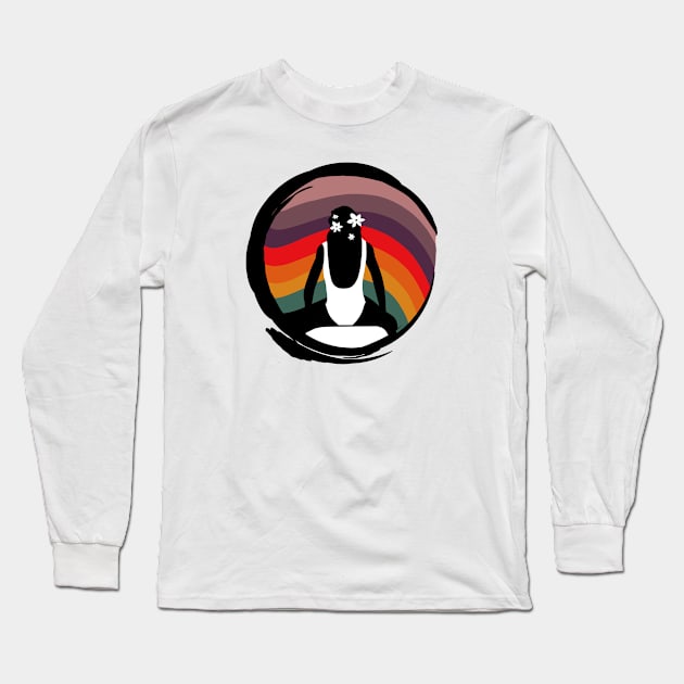 Rainbow Surfing Girl Long Sleeve T-Shirt by CBV